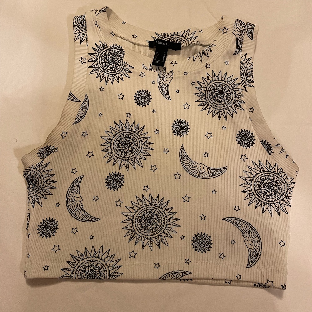 Multi-print white crop top